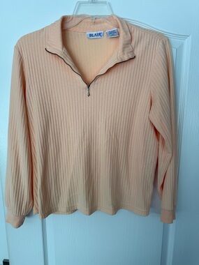 Blair Peach Ribbed Half-Zip Pullover Sweater